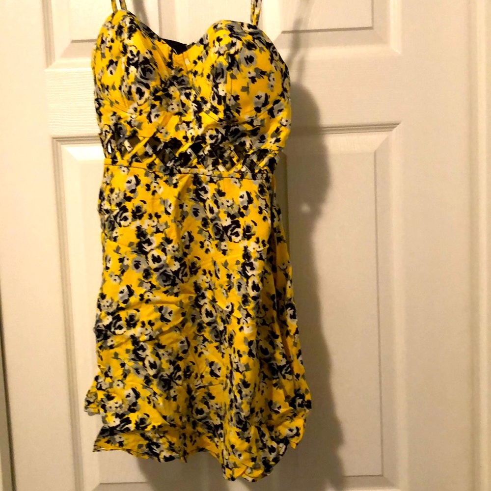 Yellow mini flair dress